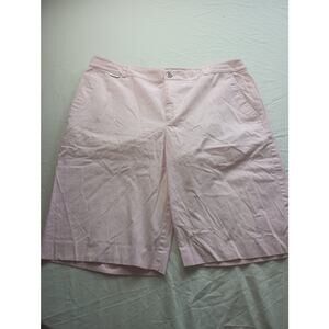 L-RL Ralph Lauren Active Seersucker Active Women Pink Stripped Shorts Size 14